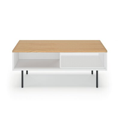 Table basse 100x50x40 cm décor chêne et blanc - RADIO