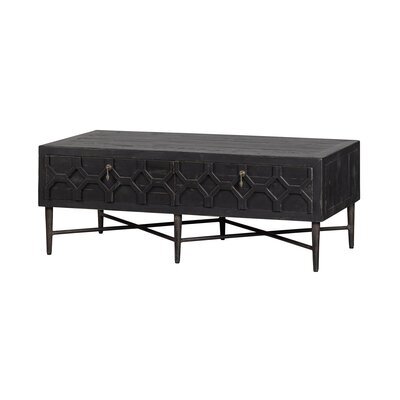 Table basse 2 abattants 120x60x46 cm en pin noir et métal - TOBIAS