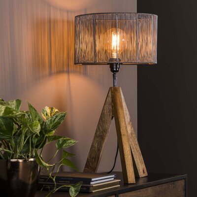 Lampe de table à trépied 30x30x65 cm en manguier et métal gris - AMP