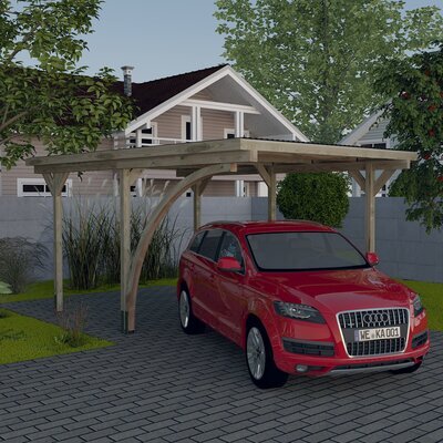 Carport simple avec toit en PVC 300x500x235 cm en pin traité autoclave