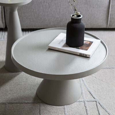 Table basse ronde 60x60x33 cm en aluminium gris clair - FLOSS