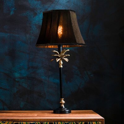Lampe de table vintage 27x27x58 cm avec abat-jour en velours noir