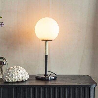 Lampe de table 18x18x45 cm en verre blanc et fer noir - ORION