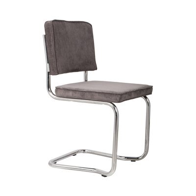 Chaise repas 50x48x85 cm en tissu côtelé gris - RIDGE