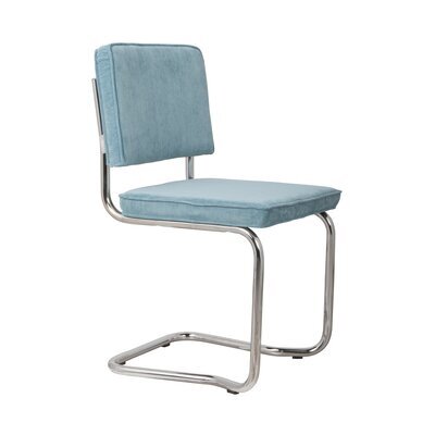 Chaise repas 50x48x85 cm en tissu côtelé bleu clair - RIDGE