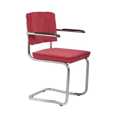 Chaise avec accoudoirs 60x48x85 cm en tissu côtelé rouge - RIDGE