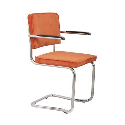 Chaise avec accoudoirs 60x48x85 cm en tissu côtelé orange - RIDGE