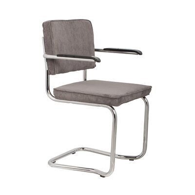 Chaise avec accoudoirs 60x48x85 cm en tissu côtelé gris - RIDGE