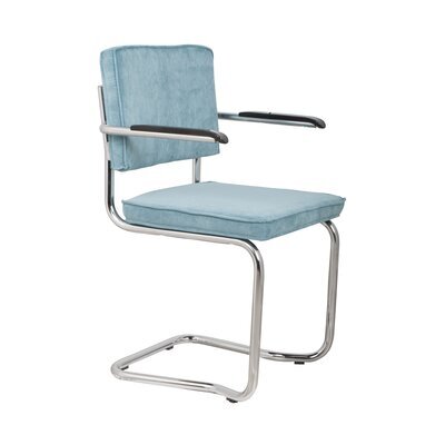 Chaise avec accoudoirs 60x48x85 cm en tissu côtelé bleu clair - RIDGE