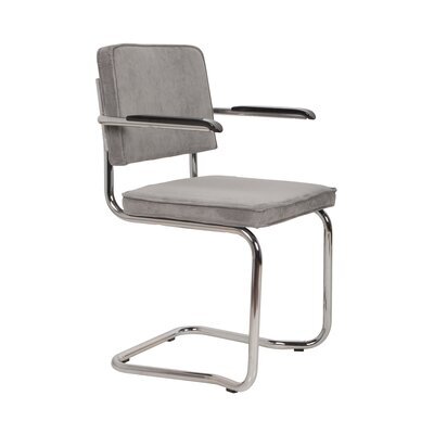 Chaise avec accoudoirs 60x48x85 cm en tissu côtelé gris clair - RIDGE