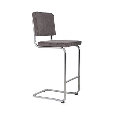 Chaise de bar 50x48x113 cm en tissu côtelé gris - RIDGE