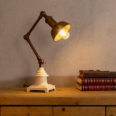 Lampe de table vintage 29x11,5x45 cm en aluminium bronze et blanc