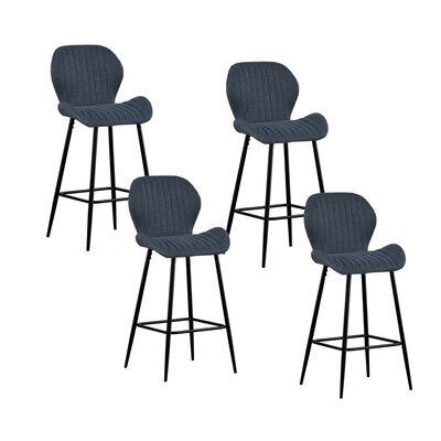 Lot de 4 chaises de bar 51x41x102 cm en tissu anthracite - BOLIV