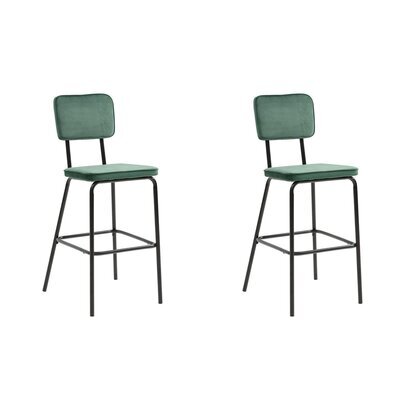 Lot de 2 chaises de bar 45x54x110 cm en velours vert et métal noir