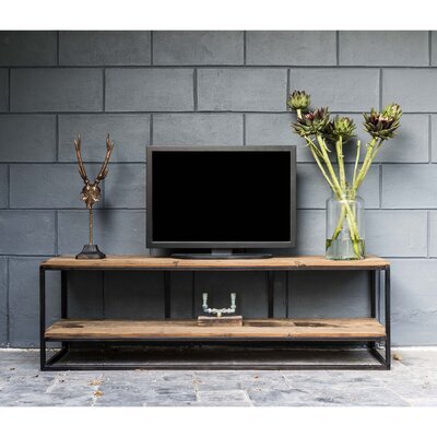 Meuble TV 2 niveaux 161x46x50 cm en bois recyclé et métal - SOLVEIG