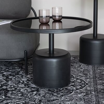 Table basse ronde 60x45 cm en verre et fer noir