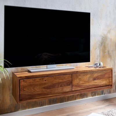 Meuble TV suspendu 2 tiroirs 108x34x25 cm en bois de sheesham massif
