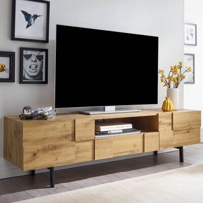 Meuble TV 2 portes 1 tiroir 160x43x46 cm naturel