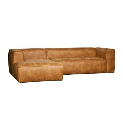 Canapé d'angle 305x175x73 cm en cuir cognac - RULA
