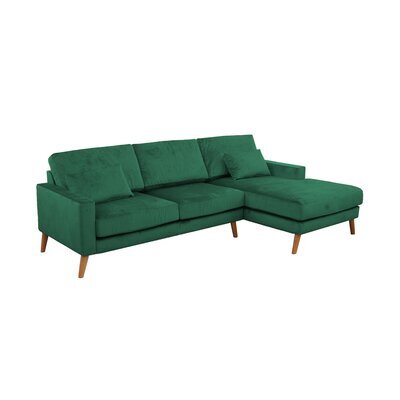 Canapé d'angle à droite en tissu velours vert foncé - ALTA