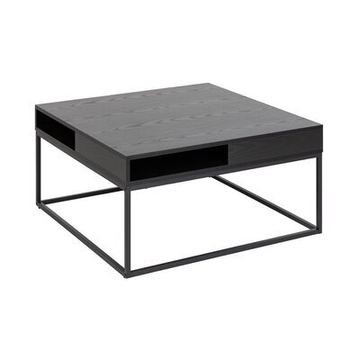 Table basse 2 niches 80x80x40 cm en chêne et métal noir