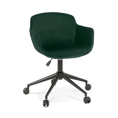 Chaise de bureau 54x59x80 cm en velours vert foncé - GUIDO
