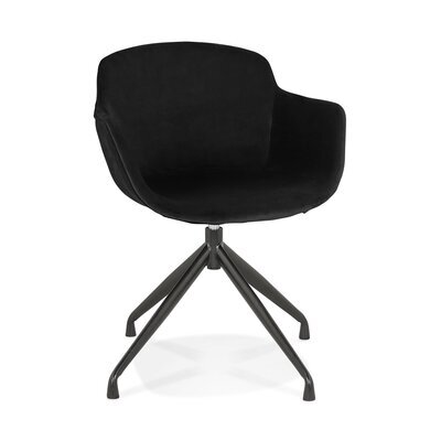 Chaise repas rotative 54x59x80 cm en velours noir - GUIDO