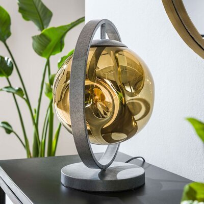 Lampe de table 35x25x39 cm en verre doré et métal argent - TAHOE