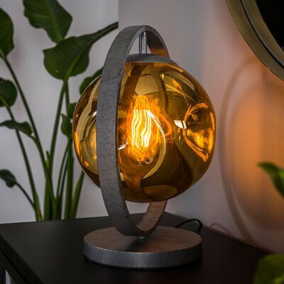 Lampe de table 35x25x39 cm en verre doré et métal avec ampoule - AMP
