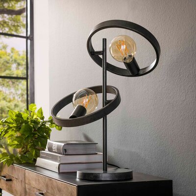 Lampe de table 2 lampes en métal gris foncé - HOOVY