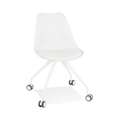 Chaise de bureau à roulettes 60x60x92 cm en PU blanc - LUCIE