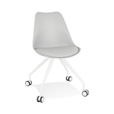 Chaise de bureau à roulettes 60x60x92 cm en PU gris - LUCIE