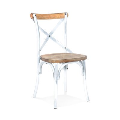 Chaise bistrot 50x47x89 cm en bois naturel et métal blanc