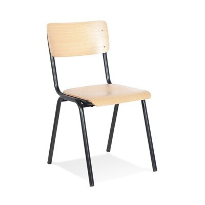 Chaise écolier 59x49,5x83 cm en bois naturel et métal noir