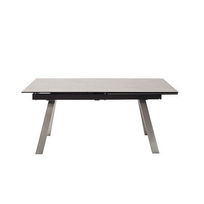 Table à manger extensible 180/260 cm gris clair et pieds chromés