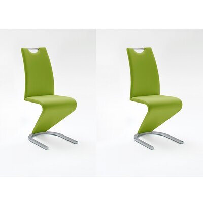 Lot de 2 chaises repas design 45x62x102 cm en PU vert pomme - KEET
