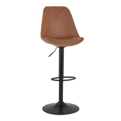 Chaise de bar 48x55x123 cm en tissu marron et pied noir - LUCIE