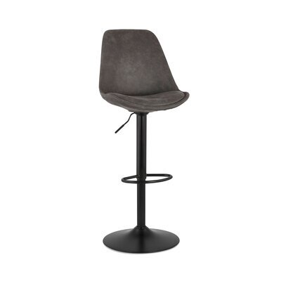 Chaise de bar 48x55x123 cm en tissu gris foncé et pied noir - LUCIE