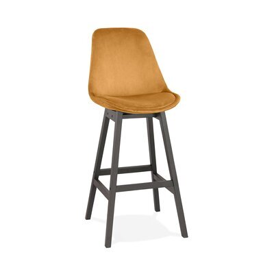 Chaise de bar 56x48x113 cm en velours moutarde et pieds noir - ELO