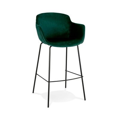 Chaise de bar 59x54x107,5 cm en velours vert foncé - GUIDO