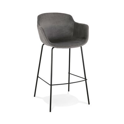 Chaise de bar 59x54x107,5 cm en velours gris - GUIDO