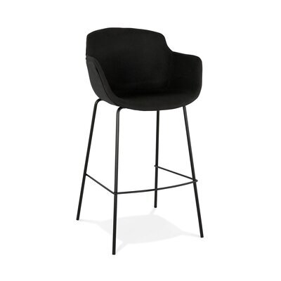 Chaise de bar 59x54x107,5 cm en tissu noir et pied noir - GUIDO