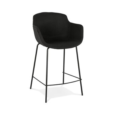 Chaise de bar 59x54x97,5 cm en tissu noir et pied noir - GUIDO