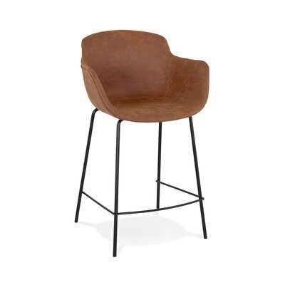 Chaise de bar 59x54x97,5 cm en tissu marron et pied noir - GUIDO