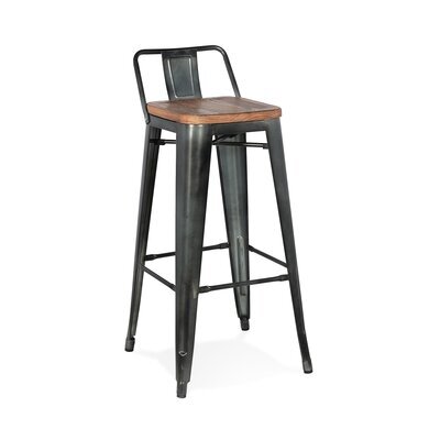 Chaise de bar industrielle 43x43x94 cm en métal gris - ARTY