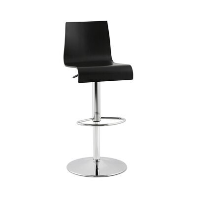 Chaise de bar réglable 46x45x107 cm en bois noir et pied chromé