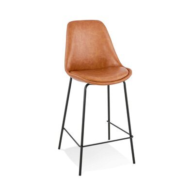 Chaise de bar 49x45x105 cm en PU marron et piétement noir