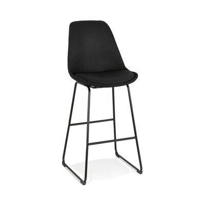 Chaise de bar 55x48x119 cm en tissu noir et pied noir - LAYNA
