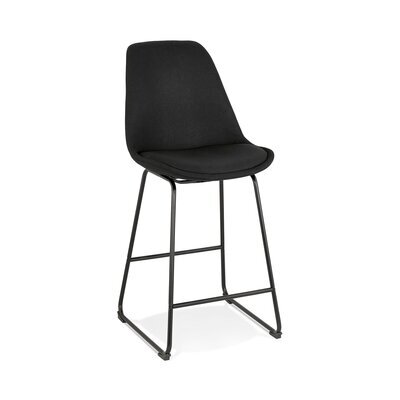 Chaise de bar 55x48x109 cm en tissu noir et pied noir - LAYNA
