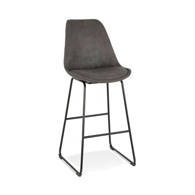 Chaise de bar 55x48x119 cm en PU gris foncé et pied noir - LAYNA